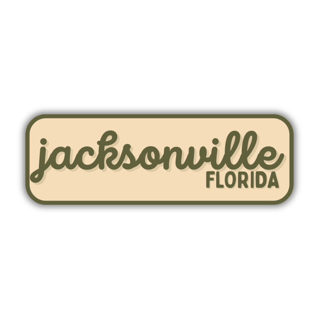 Jacksonville, Florida Retro Travel Sticker – Colorful Vinyl Decal for Laptop, Water Bottle & Luggage