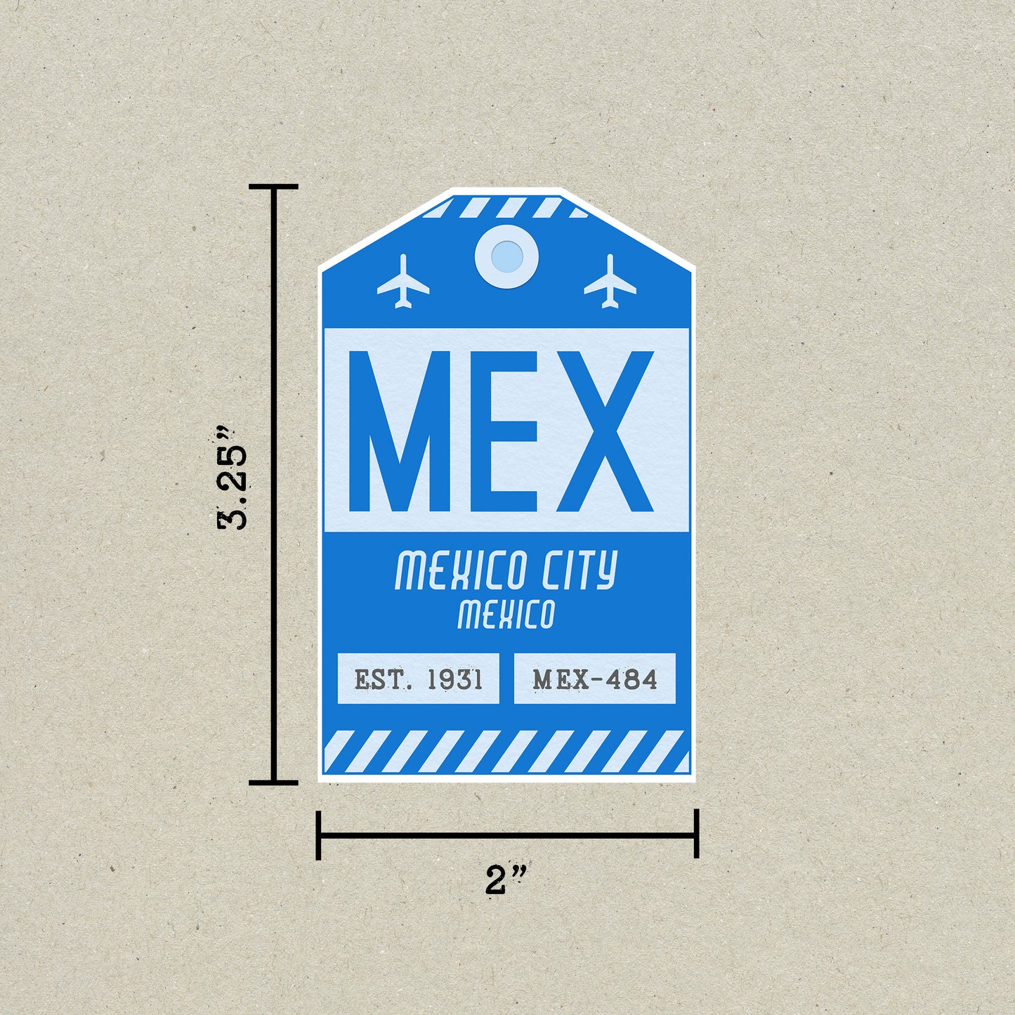 MEX Vintage Luggage Tag Sticker