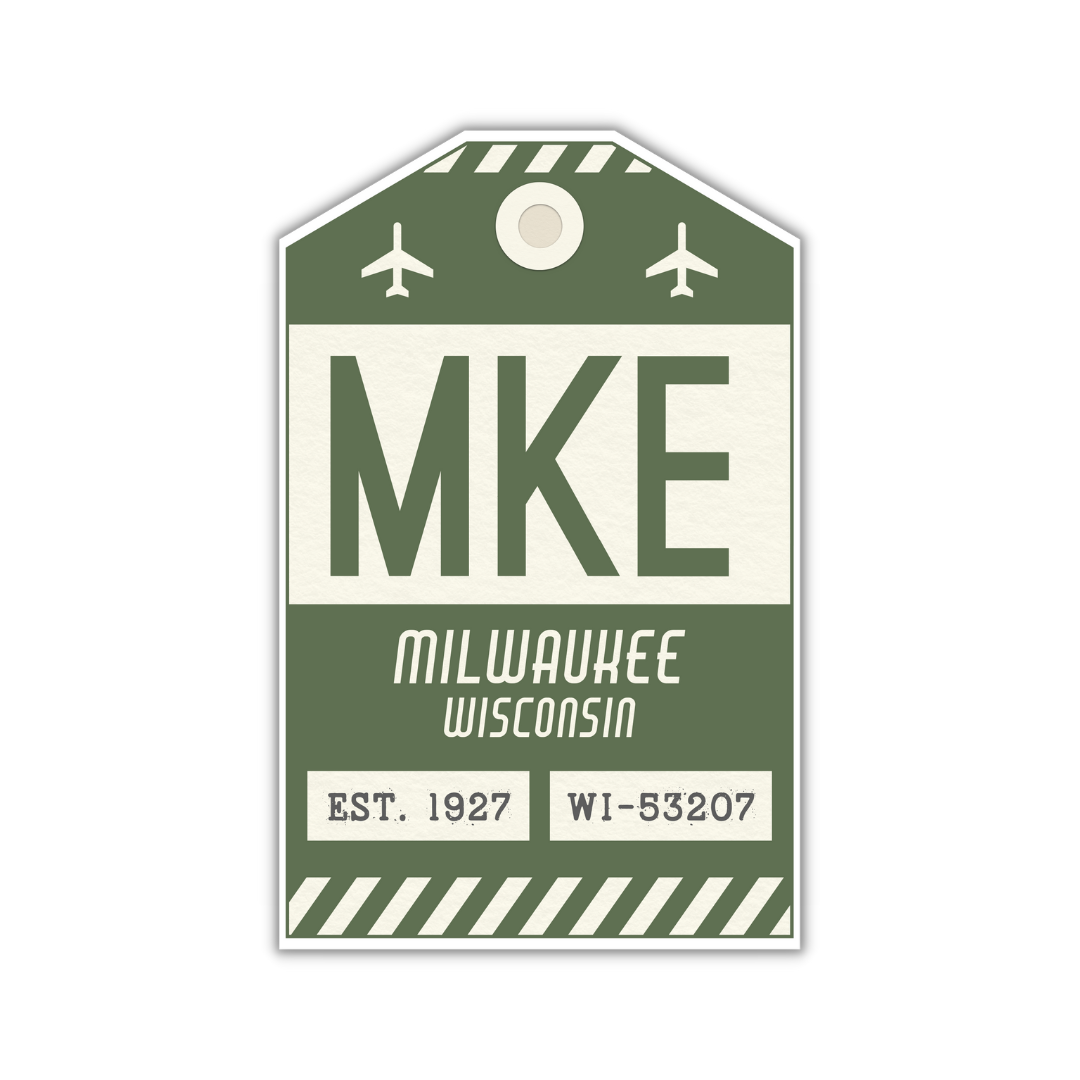 MKE Vintage Luggage Tag Sticker