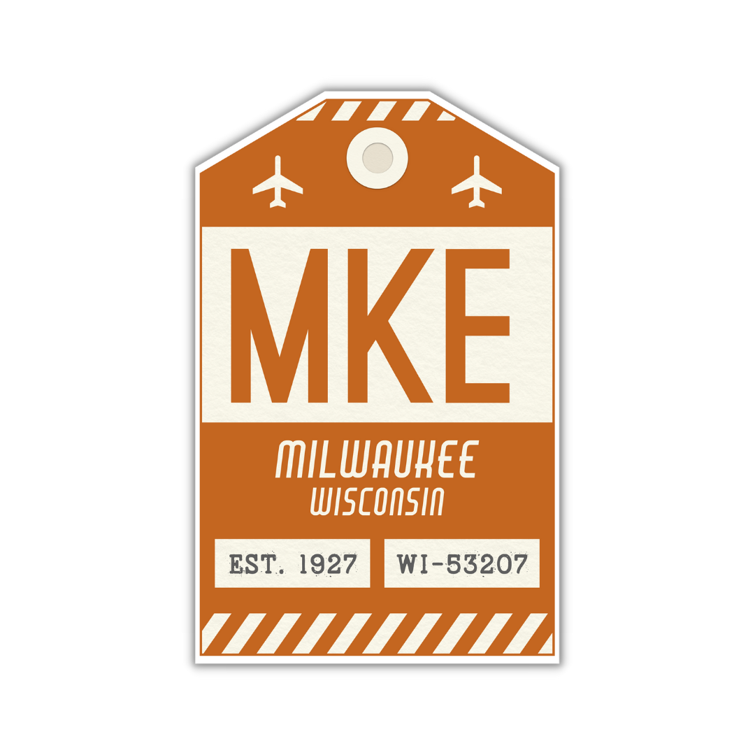 MKE Vintage Luggage Tag Sticker