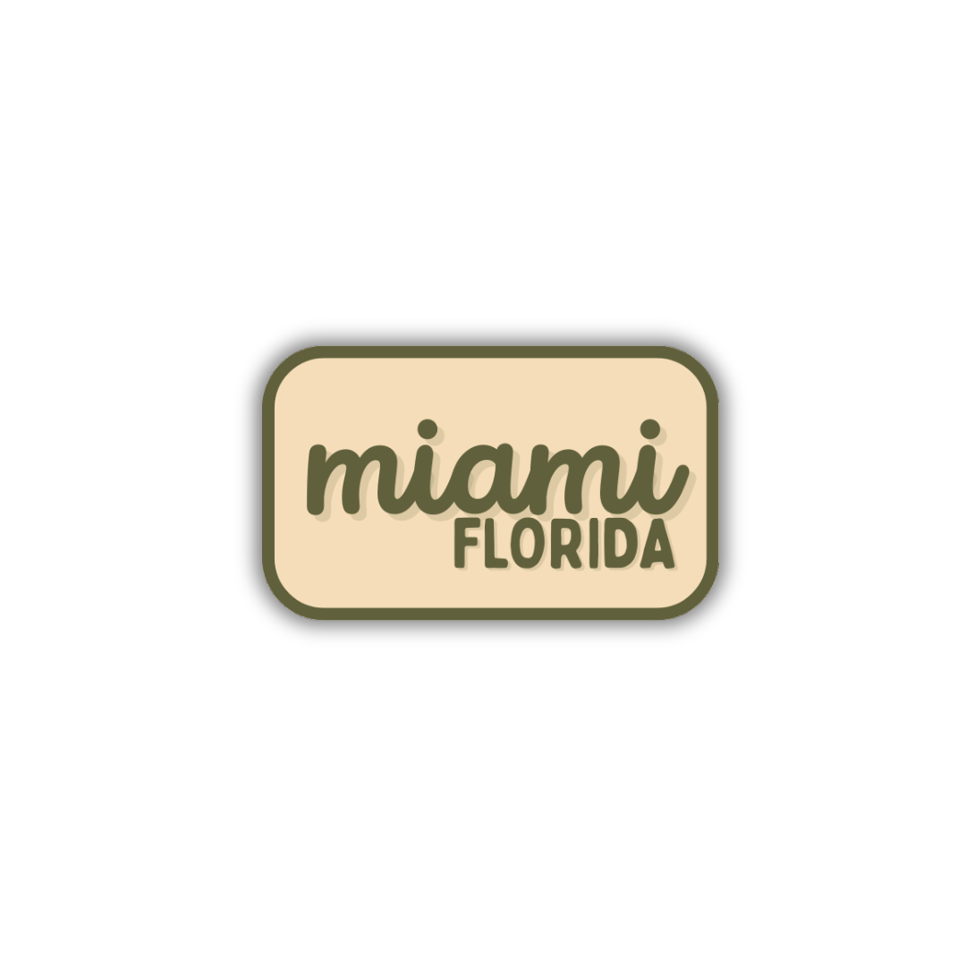 Miami, Florida Retro Travel Sticker – Colorful Vinyl Decal for Laptop, Water Bottle & Luggage