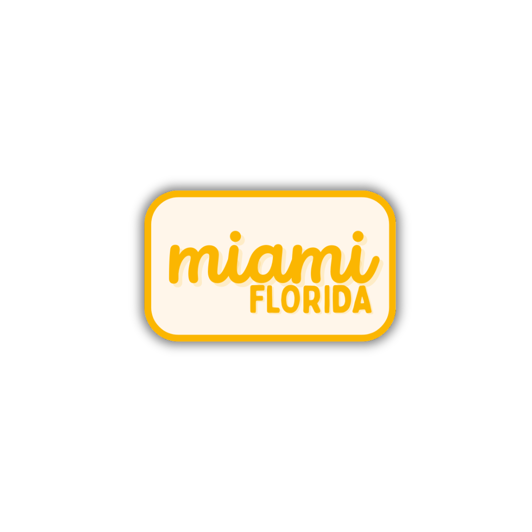 Miami, Florida Retro Travel Sticker – Colorful Vinyl Decal for Laptop, Water Bottle & Luggage