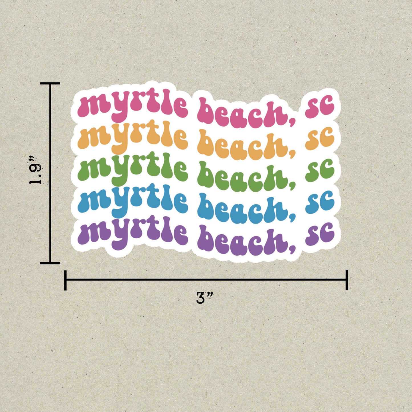 Myrtle Beach, South Carolina Retro Sticker