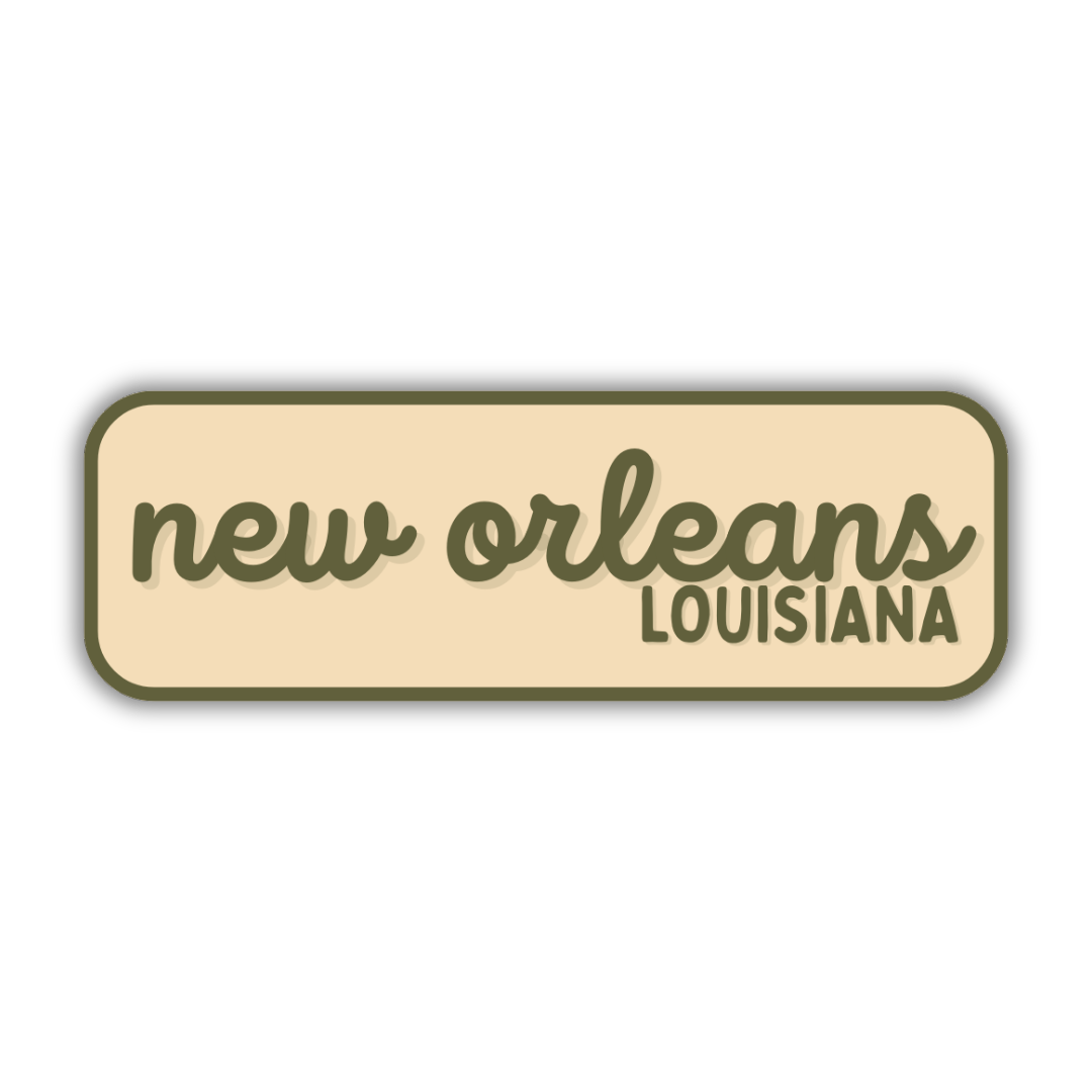 New Orleans, Louisiana Retro Travel Sticker – Colorful Vinyl Decal for Laptop, Water Bottle & Luggage
