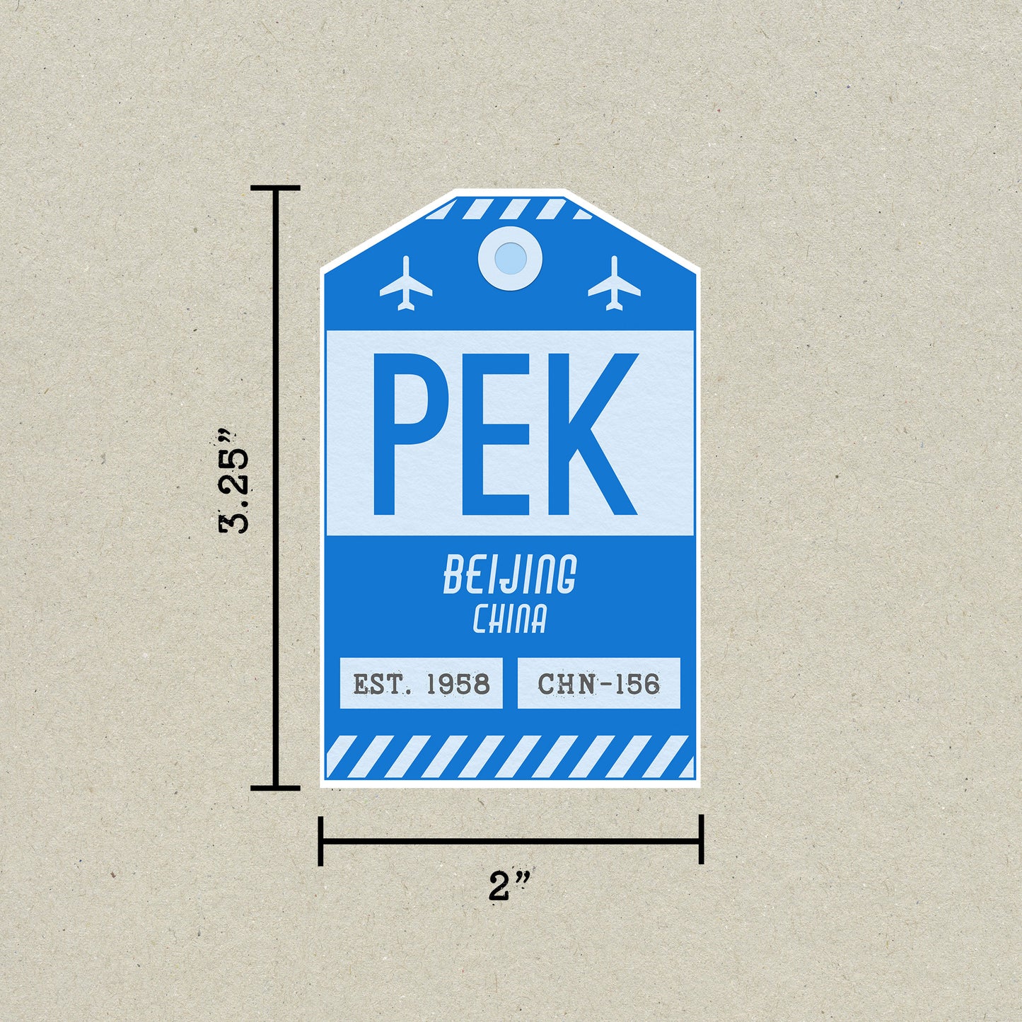 PEK Vintage Luggage Tag Sticker