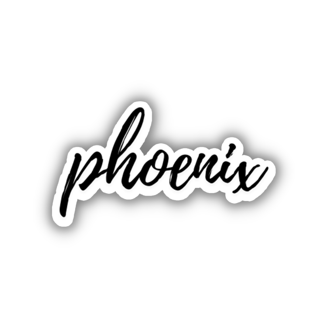 Pro Script Phoenix Phoenix Cursive Travel Sticker, Vintage Script, Trendy Luggage Decal ...