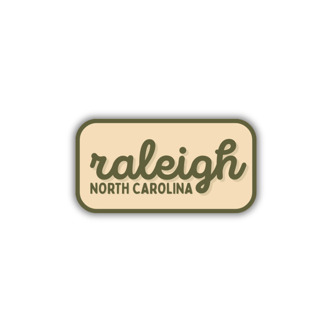 Raleigh, North Carolina Retro Travel Sticker – Colorful Vinyl Decal for Laptop, Water Bottle & Luggage