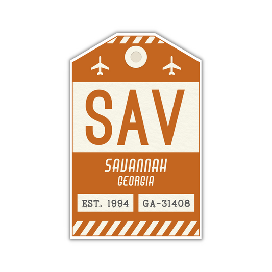 SAV Vintage Luggage Tag Sticker