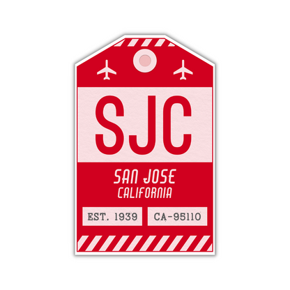 SJC Vintage Luggage Tag Sticker