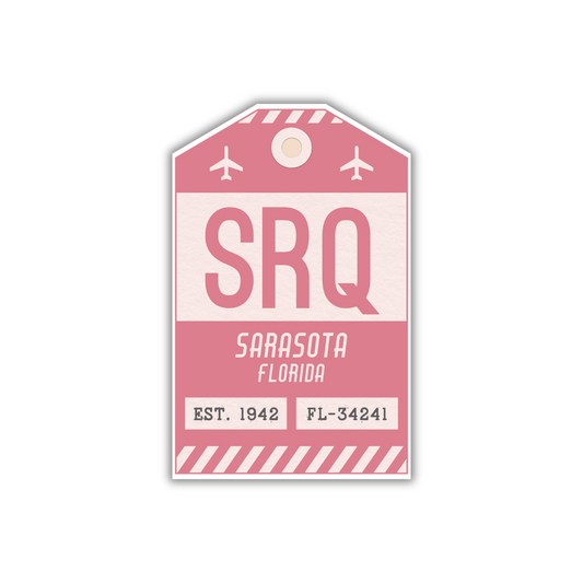 SRQ Vintage Luggage Tag Sticker