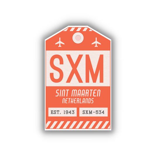SXM Vintage Luggage Tag Sticker