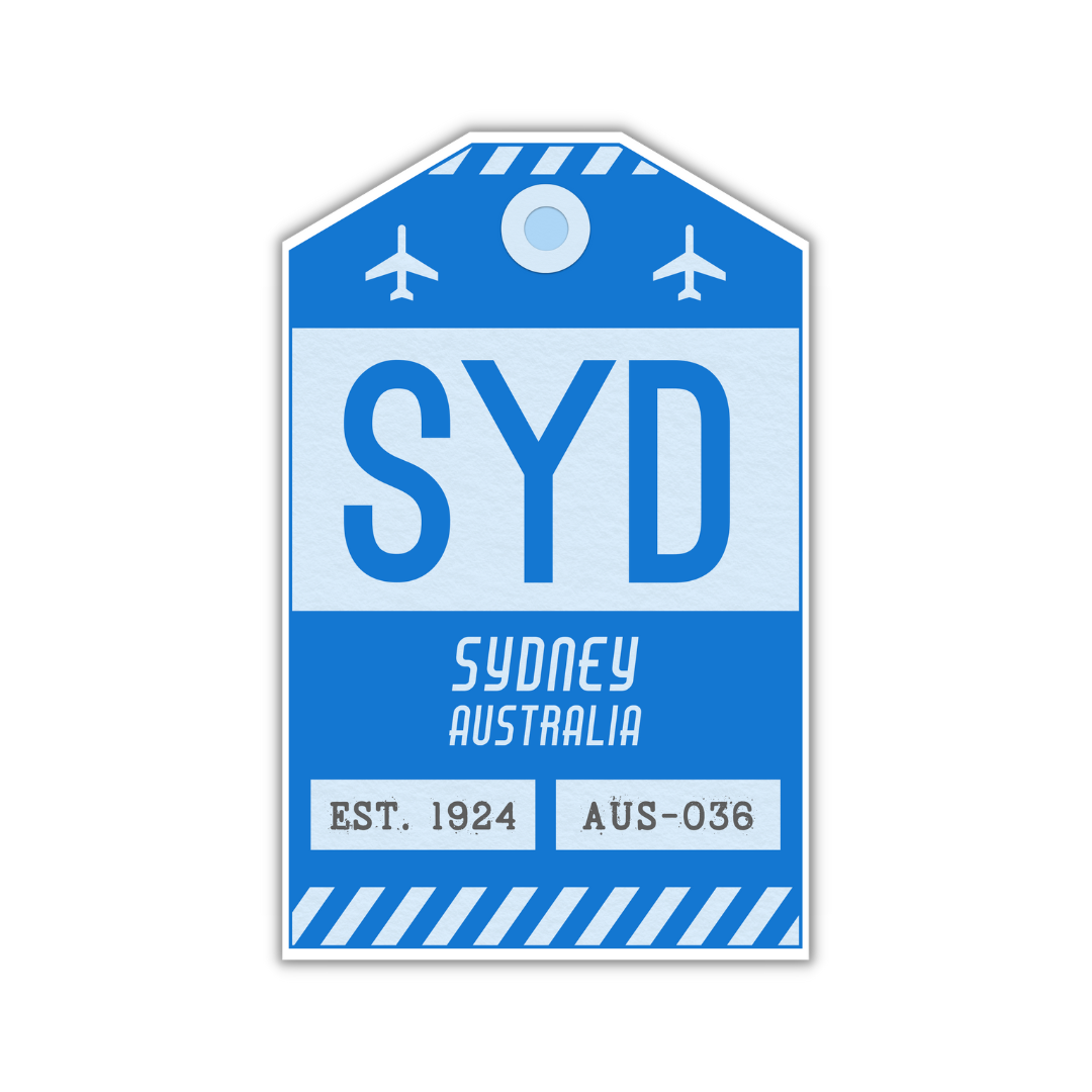 SYD Vintage Luggage Tag Sticker