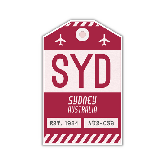 SYD Vintage Luggage Tag Sticker