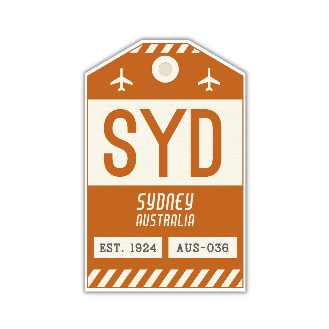 SYD Vintage Luggage Tag Sticker