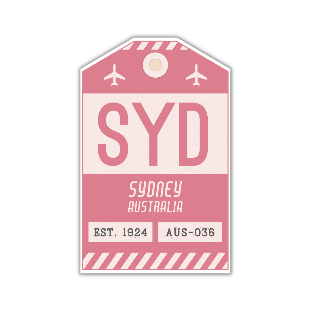 SYD Vintage Luggage Tag Sticker