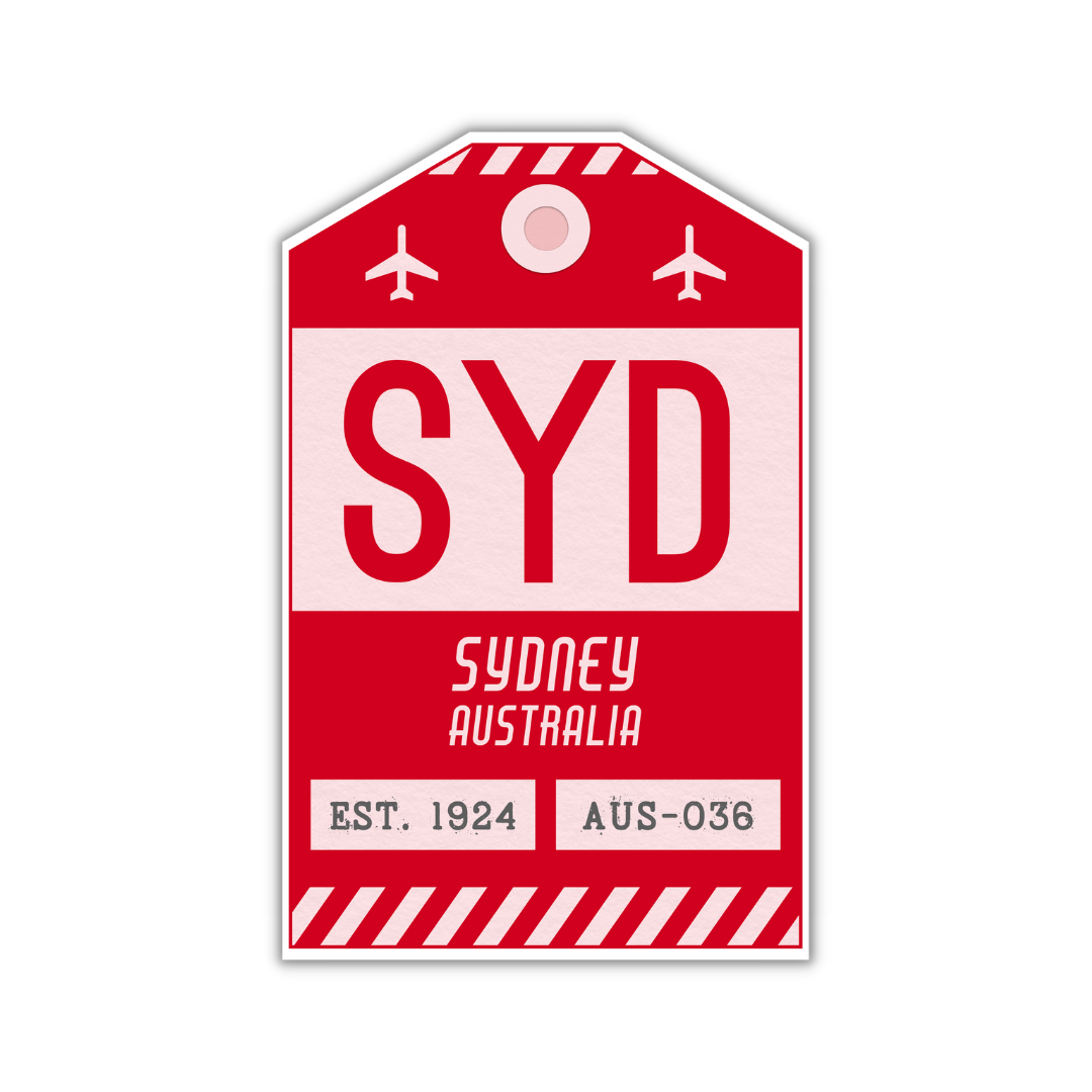 SYD Vintage Luggage Tag Sticker