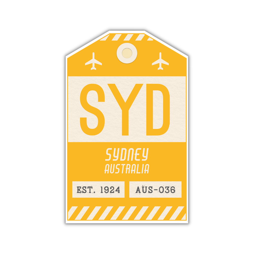 SYD Vintage Luggage Tag Sticker