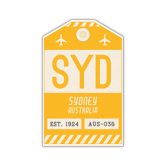SYD Vintage Luggage Tag Sticker