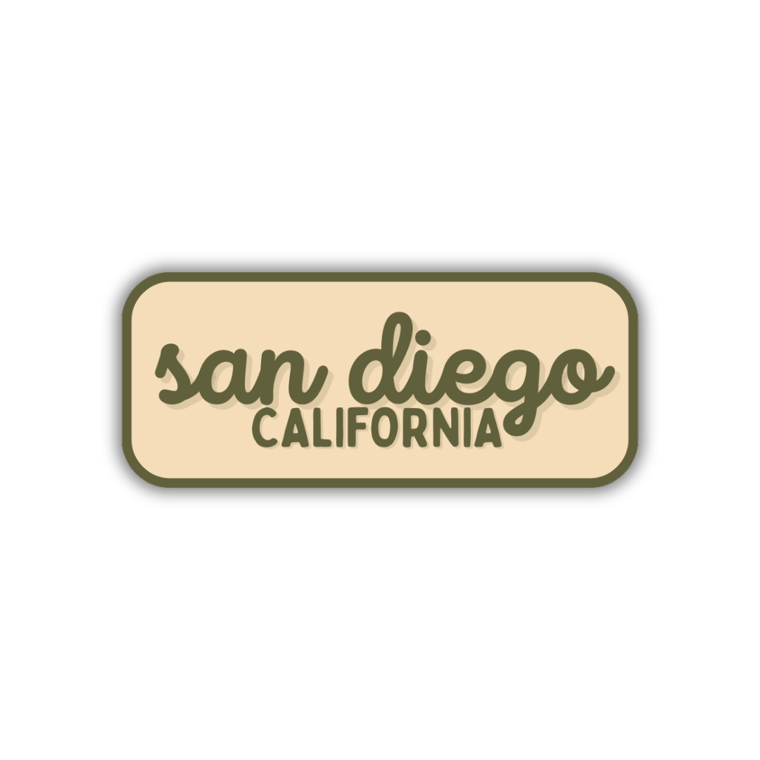 San Diego, California Retro Travel Sticker – Colorful Vinyl Decal for Laptop, Water Bottle & Luggage