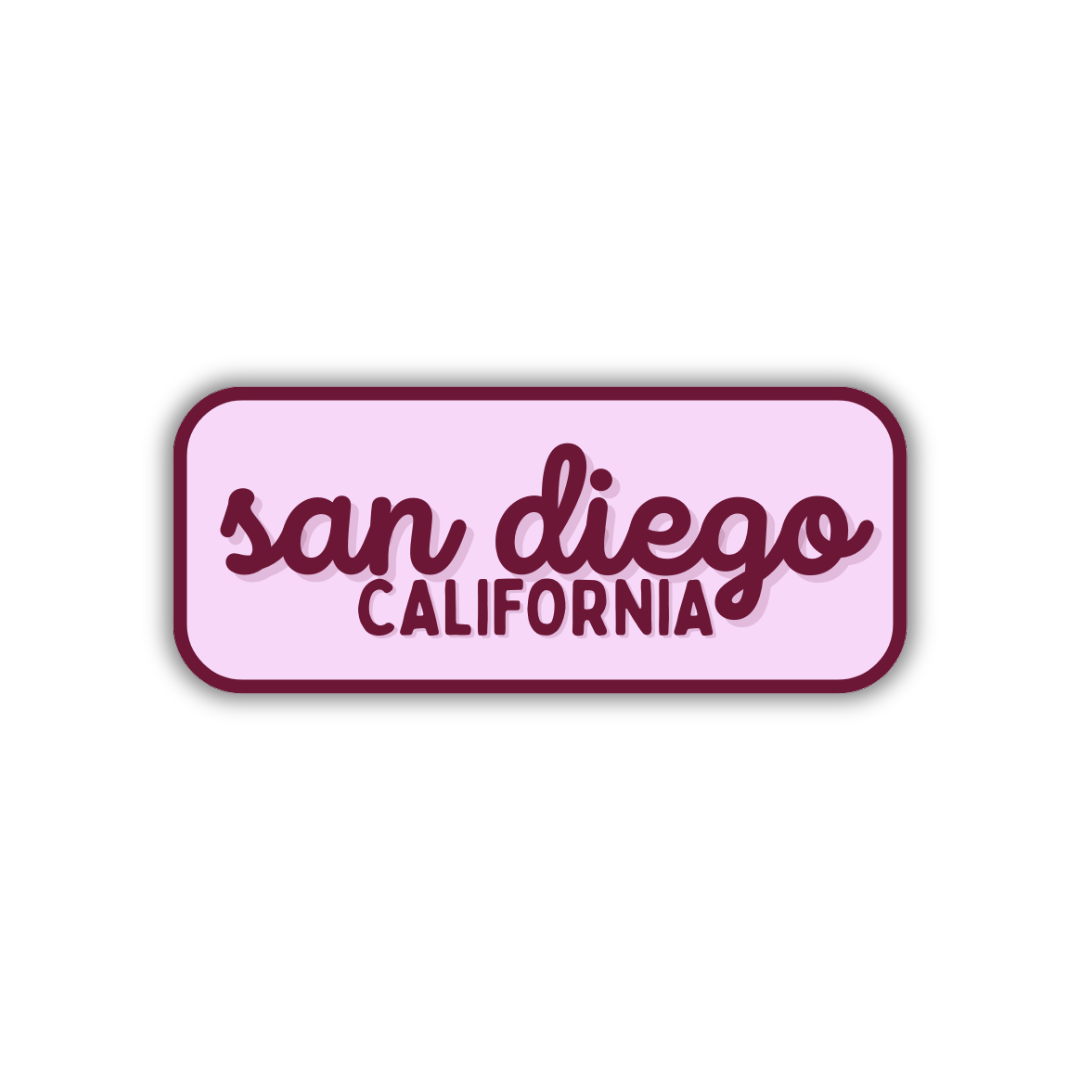 San Diego, California Retro Travel Sticker – Colorful Vinyl Decal for Laptop, Water Bottle & Luggage