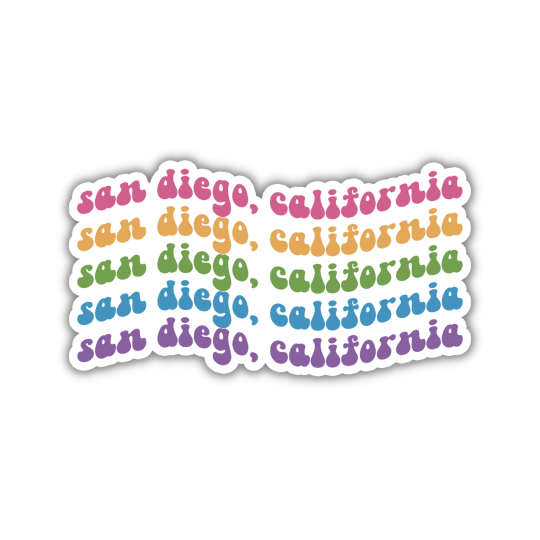San Diego, California Island Retro Sticker