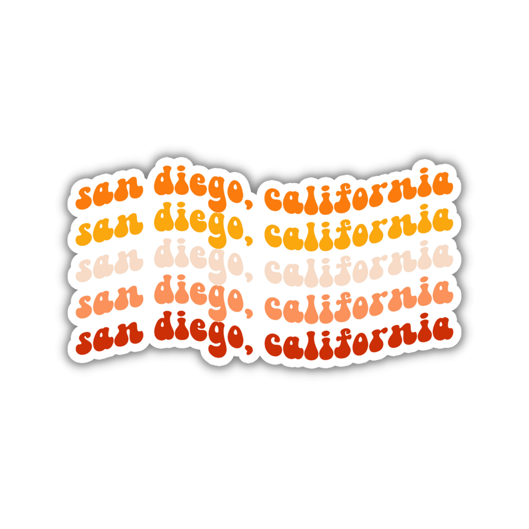 San Diego, California Island Retro Sticker