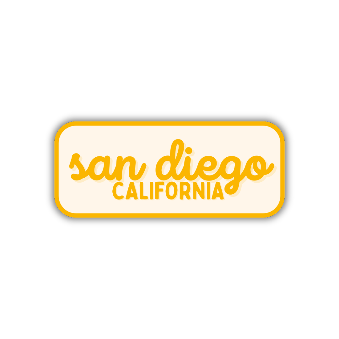 San Diego, California Retro Travel Sticker – Colorful Vinyl Decal for Laptop, Water Bottle & Luggage