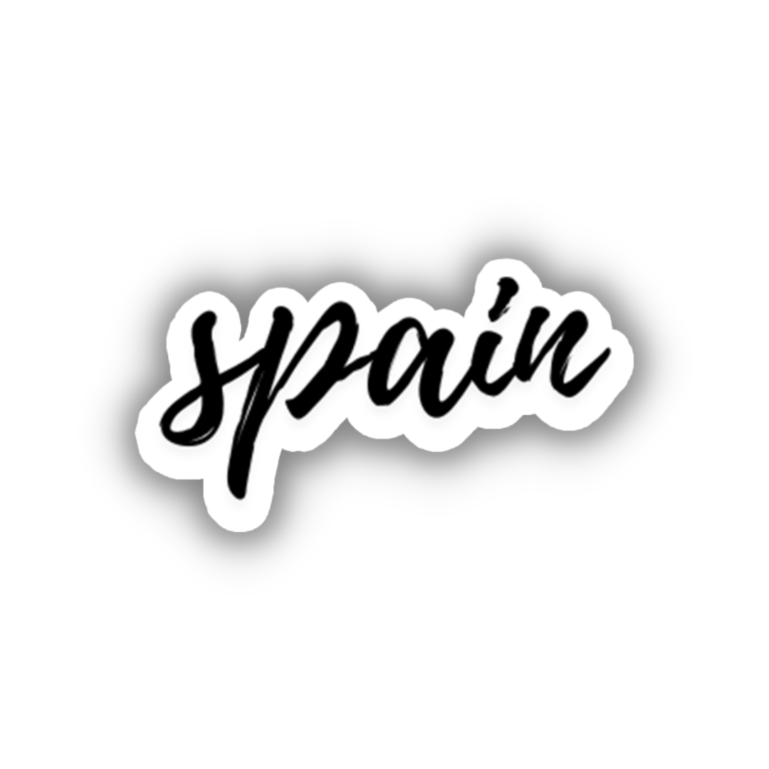 Spain In Cursive Spain Travel Sticker, Vintage Cursive Script, Trendy Luggage Decal ...