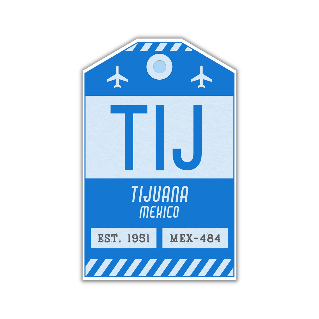 TIJ Vintage Luggage Tag Sticker