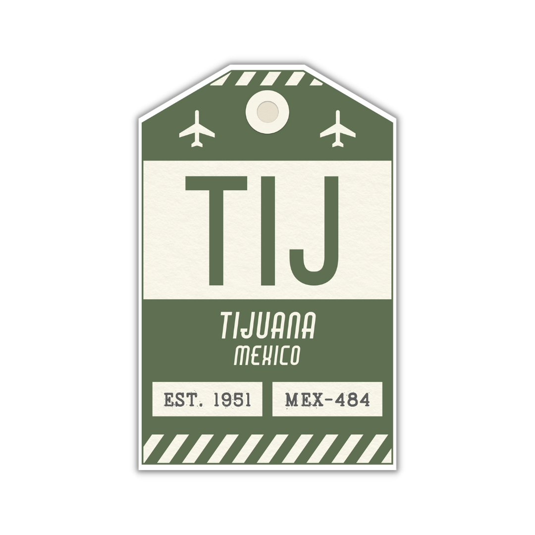 TIJ Vintage Luggage Tag Sticker