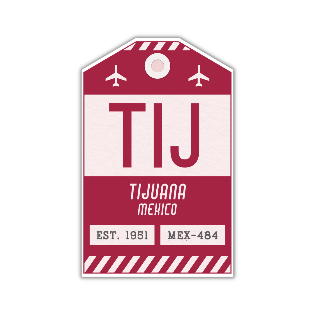 TIJ Vintage Luggage Tag Sticker