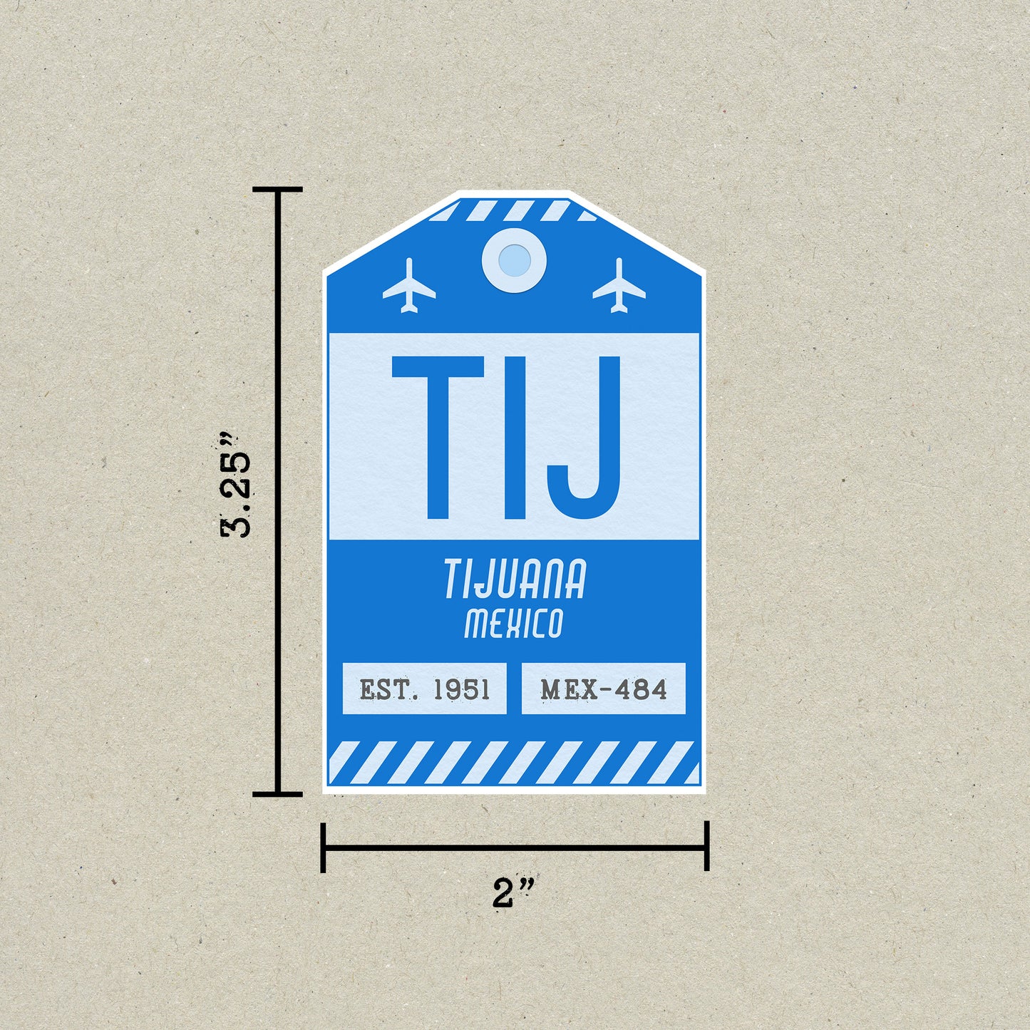 TIJ Vintage Luggage Tag Sticker