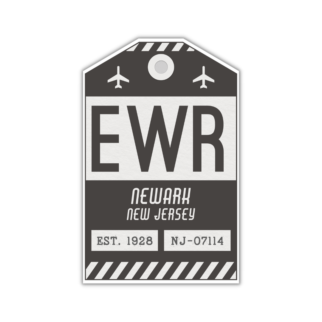 EWR Vintage Luggage Tag Sticker