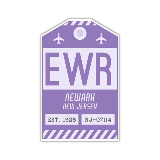 EWR Vintage Luggage Tag Sticker