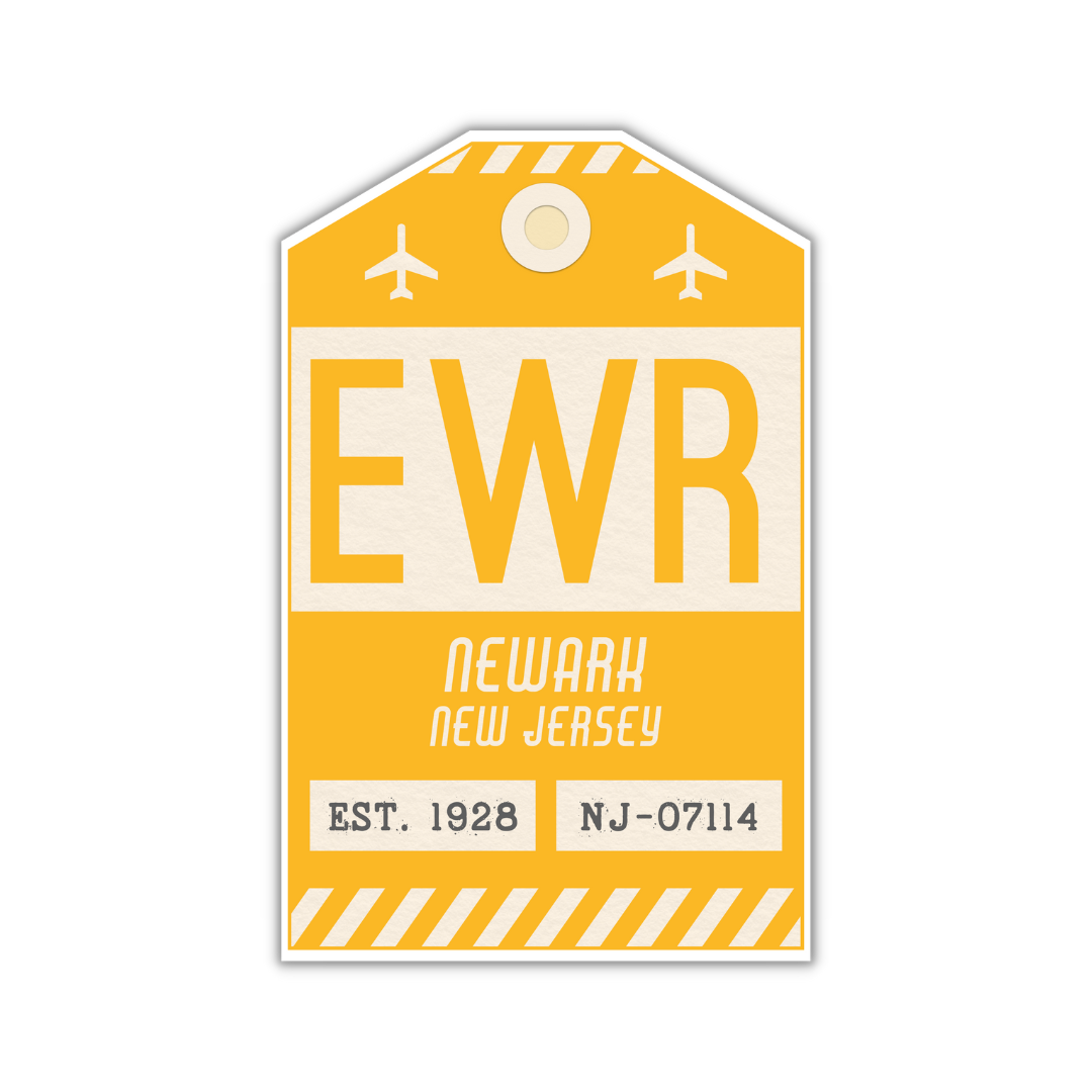 EWR Vintage Luggage Tag Sticker