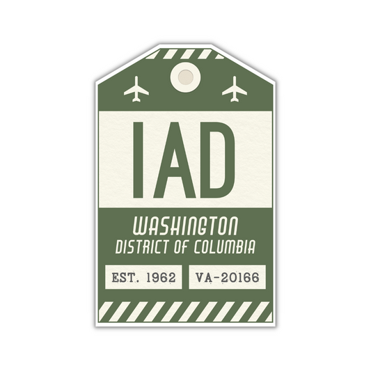IAD Vintage Luggage Tag Sticker