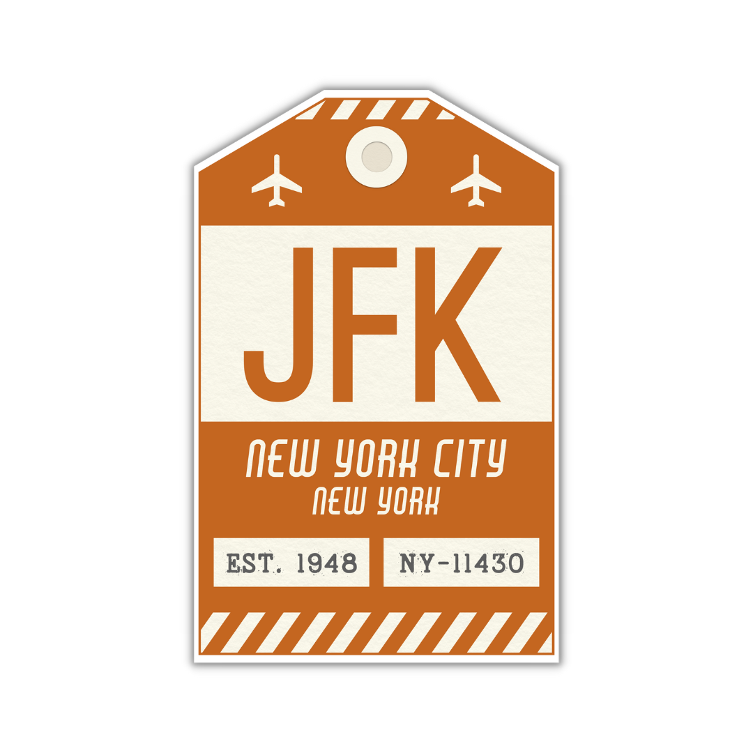 JFK Vintage Luggage Tag Sticker