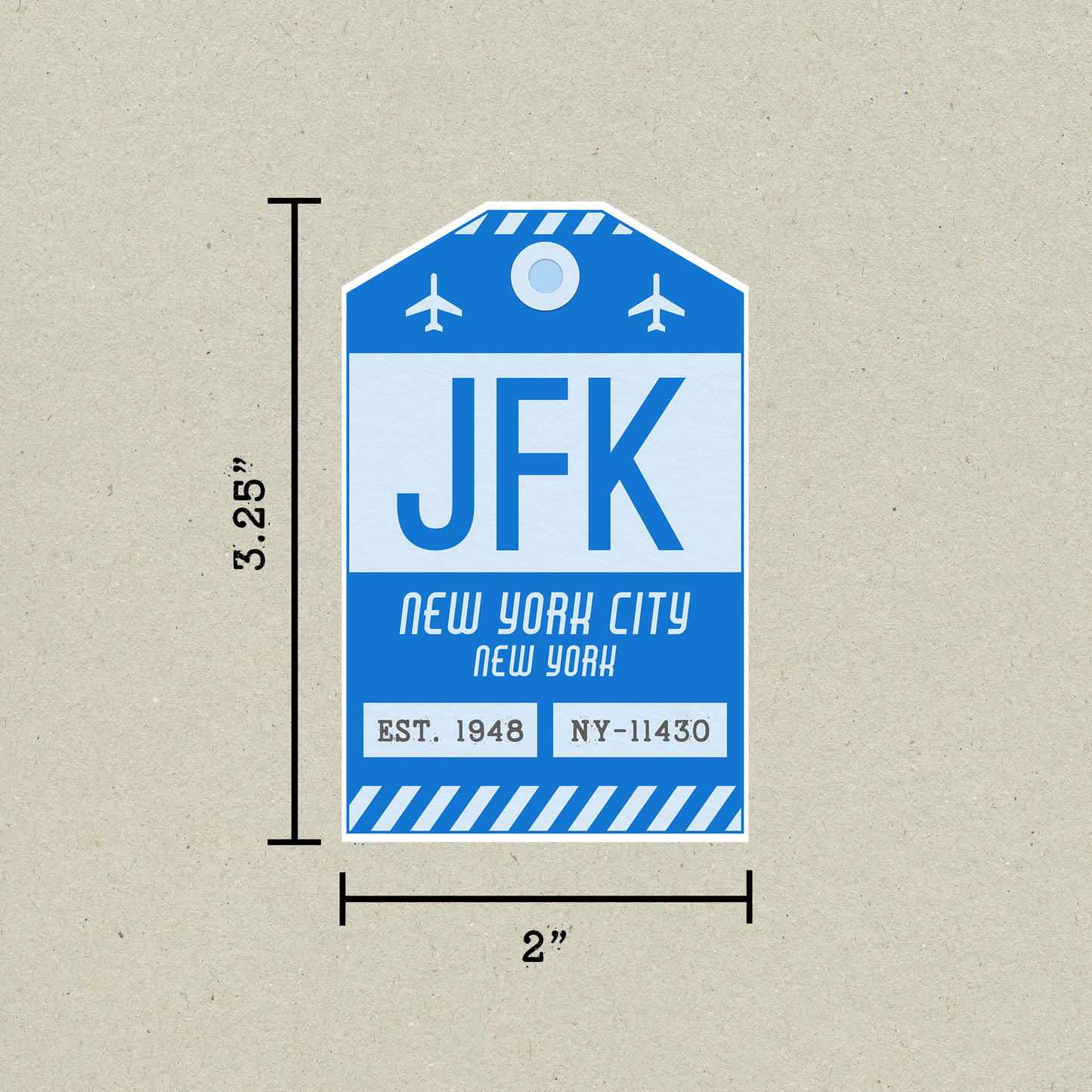 JFK Vintage Luggage Tag Sticker
