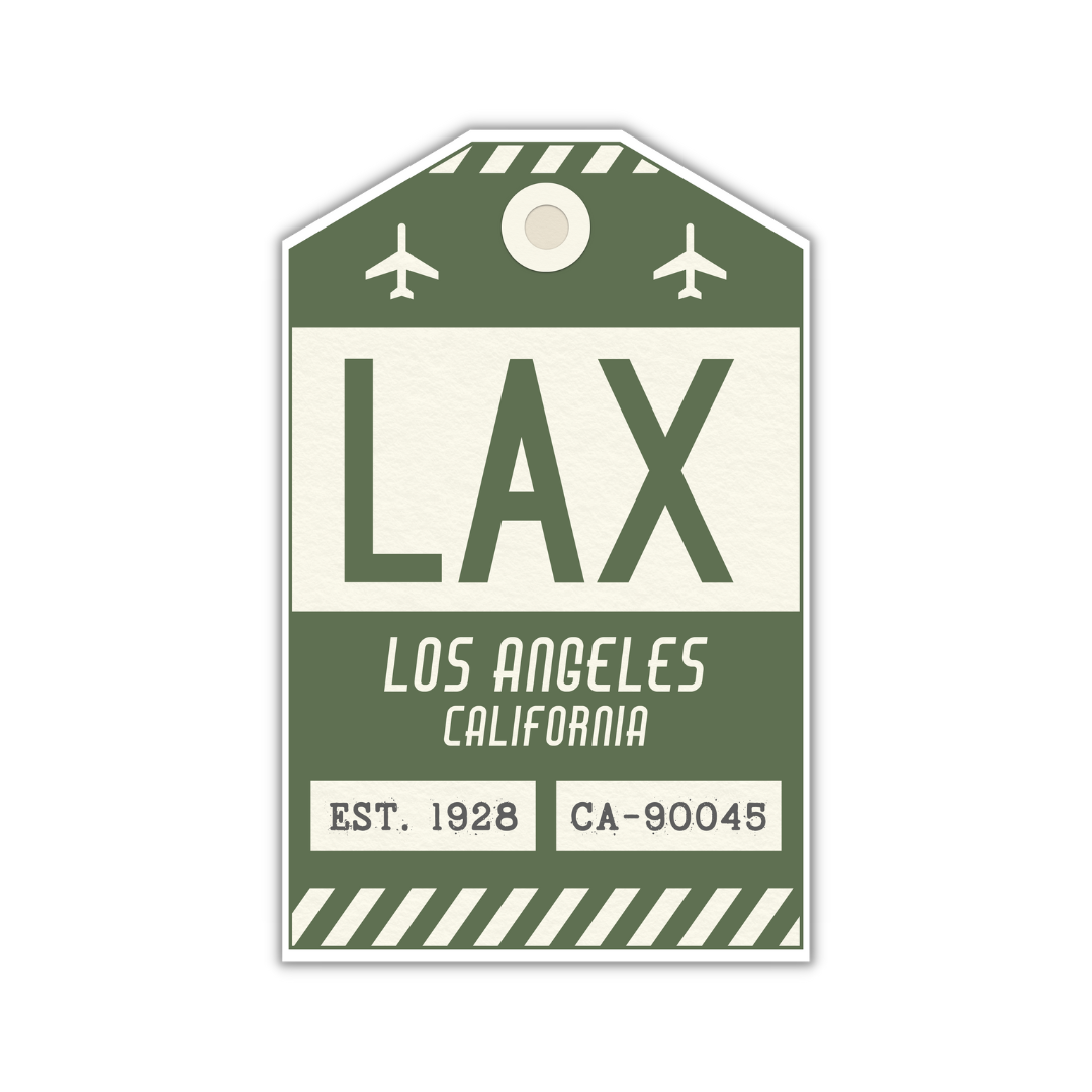 LAX Vintage Luggage Tag Sticker