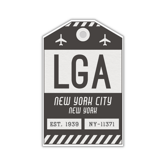 LGA Vintage Luggage Tag Sticker