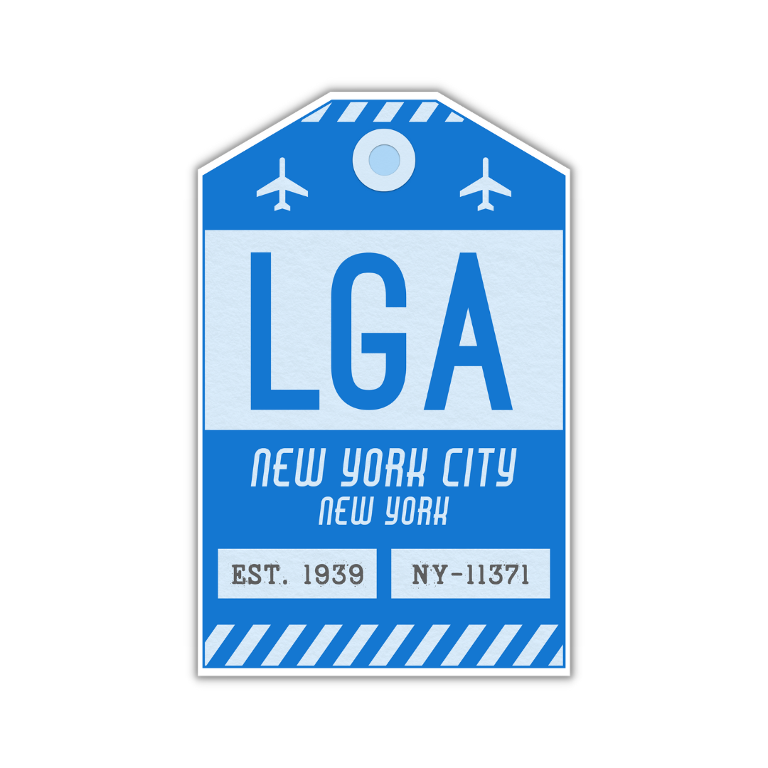 LGA Vintage Luggage Tag Sticker