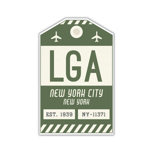LGA Vintage Luggage Tag Sticker