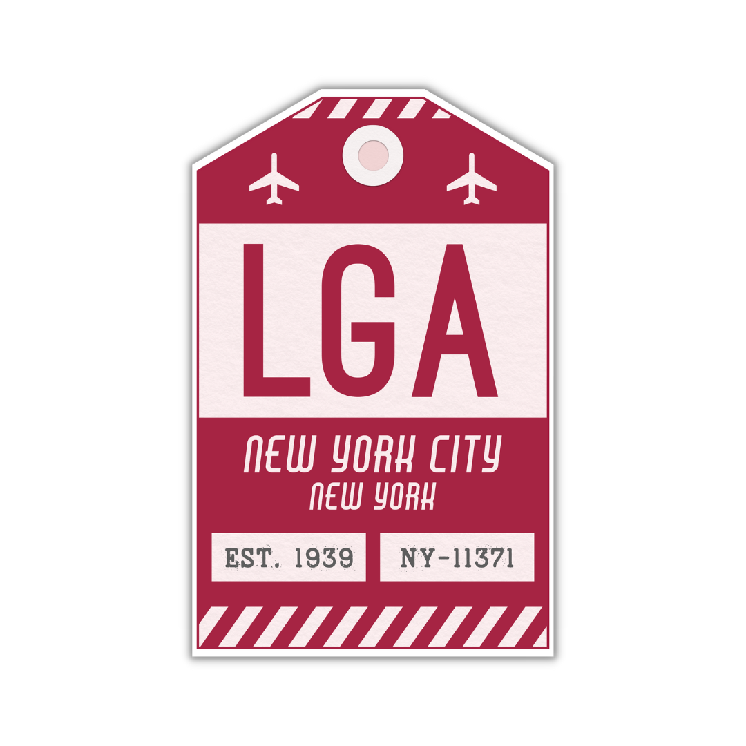 LGA Vintage Luggage Tag Sticker