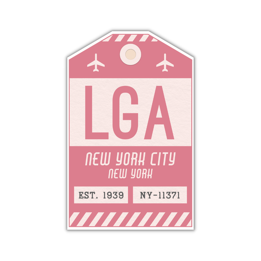 LGA Vintage Luggage Tag Sticker