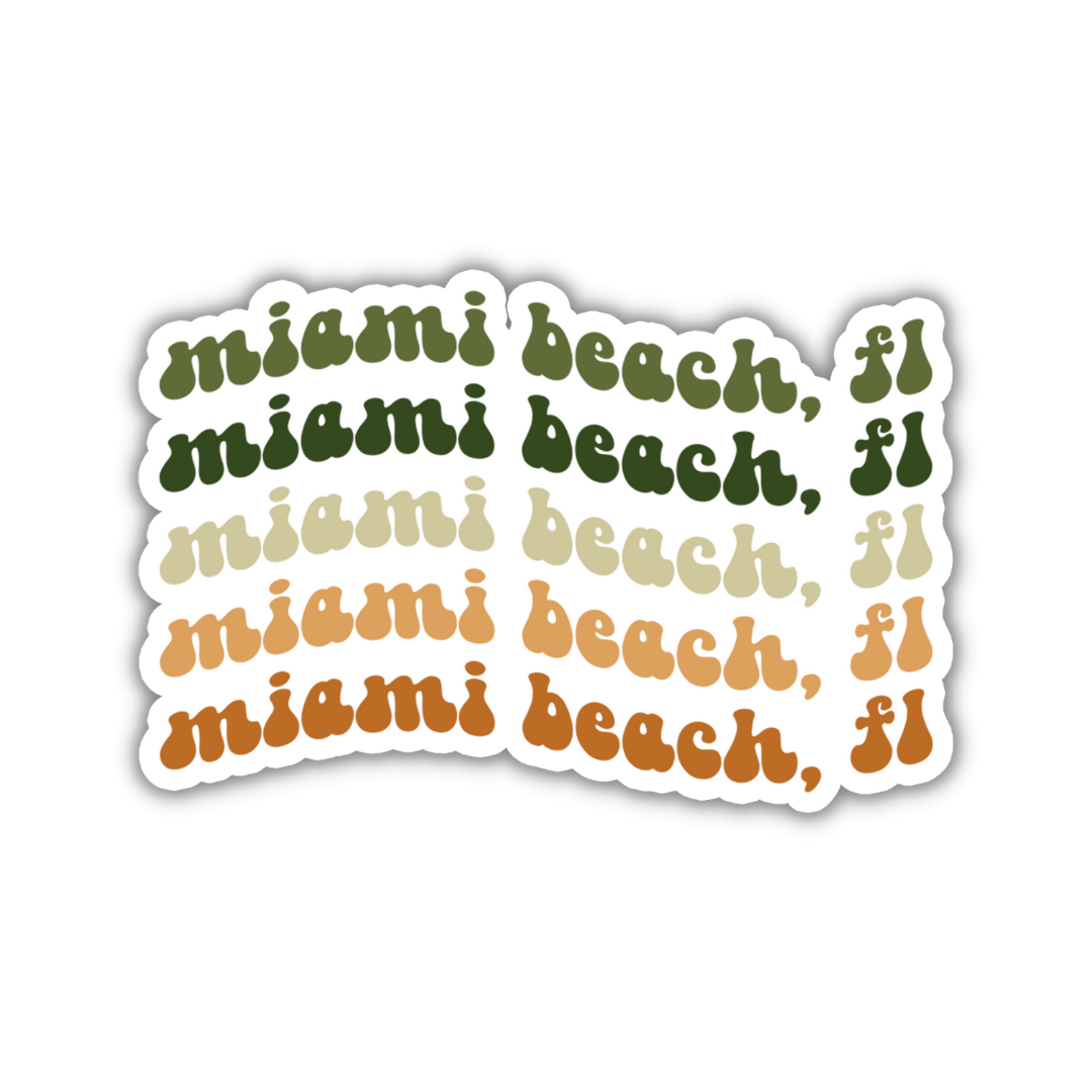 Miami Beach, FL Retro Sticker