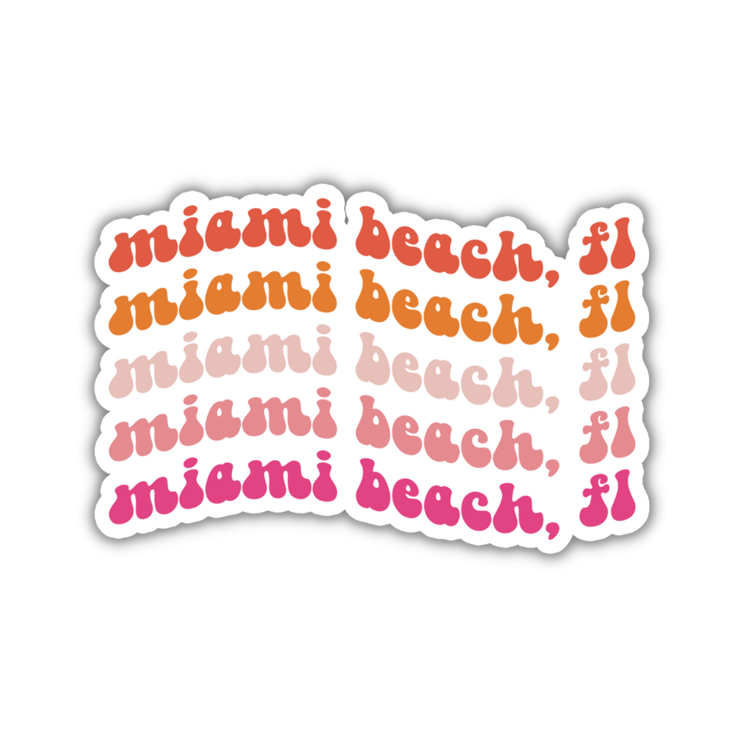 Miami Beach, FL Retro Sticker