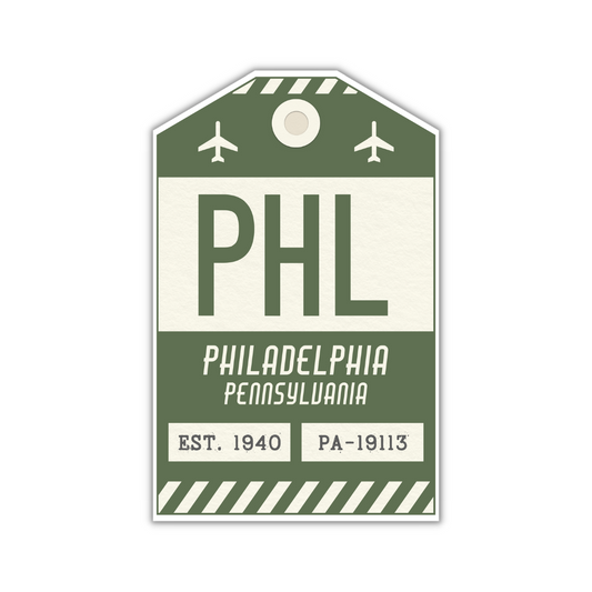 PHL Vintage Luggage Tag Sticker