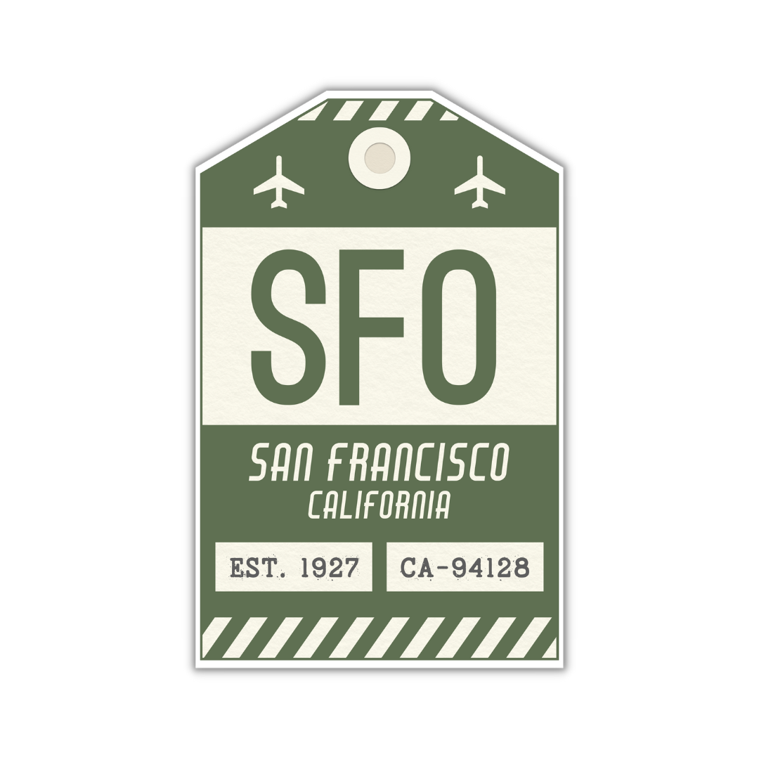 SFO Vintage Luggage Tag Sticker