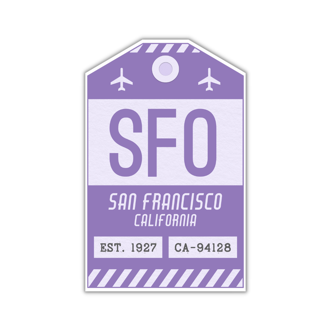 SFO Vintage Luggage Tag Sticker