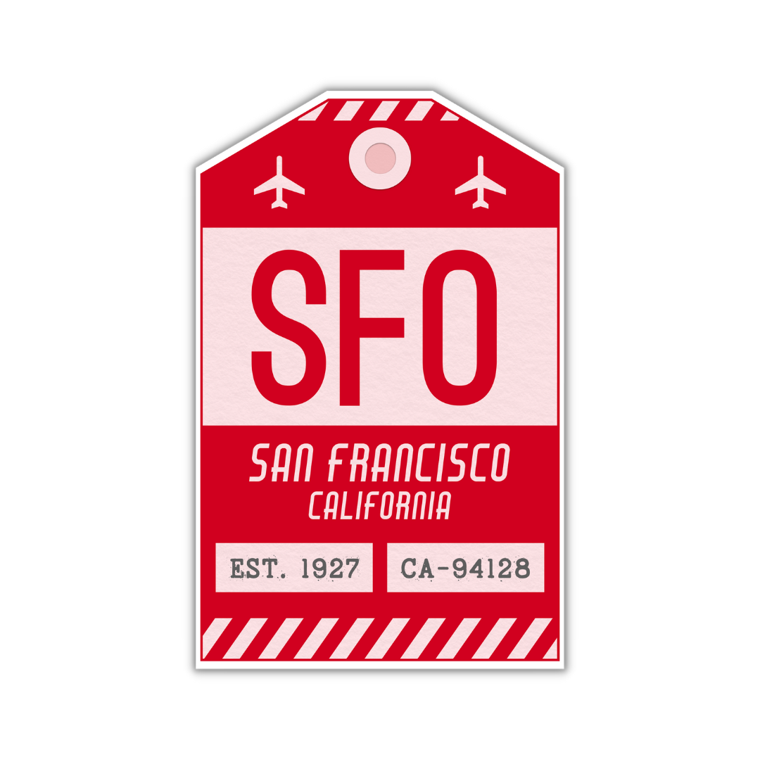 SFO Vintage Luggage Tag Sticker